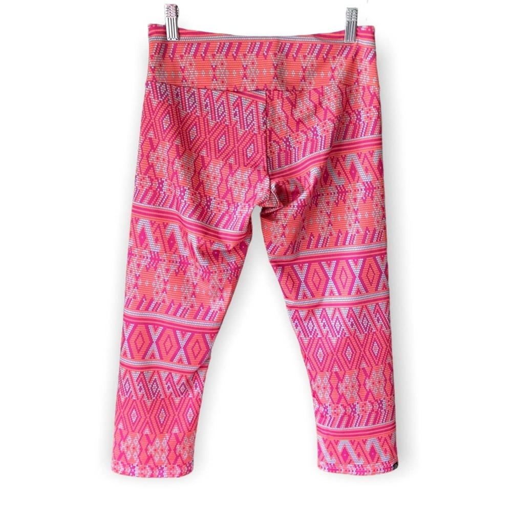 Onzie Leggings Cropped Capri Aztec Geometric Print Yoga S/M Pink Orange - Picture 3 of 6
